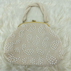 Vintage Cream Beaded Handbag